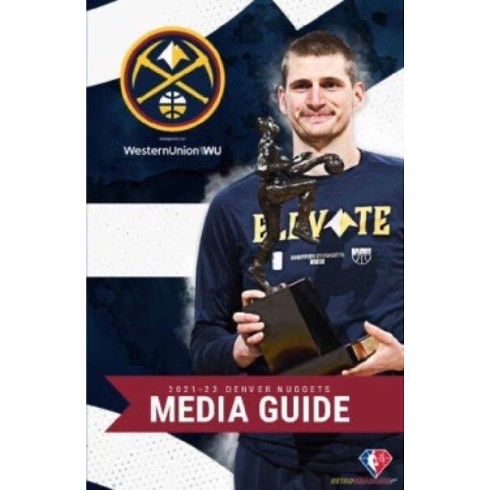 Denver Nuggets 2021-22 Media Guide Official Team Cover On 12x8in Metal Sign